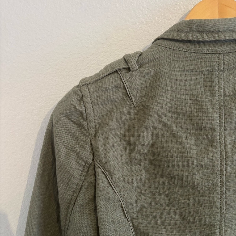 Banana Republic Heritage Olive Green Utility Safari Crinkle Jacket Silk Trim XS - Picture 8 of 15